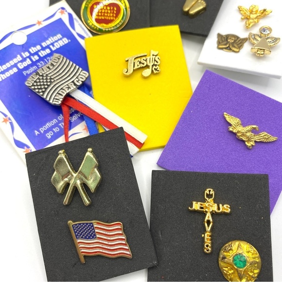 Hat Pins Tie Tacs Lot Patriotic Flags Christian - Picture 2 of 5
